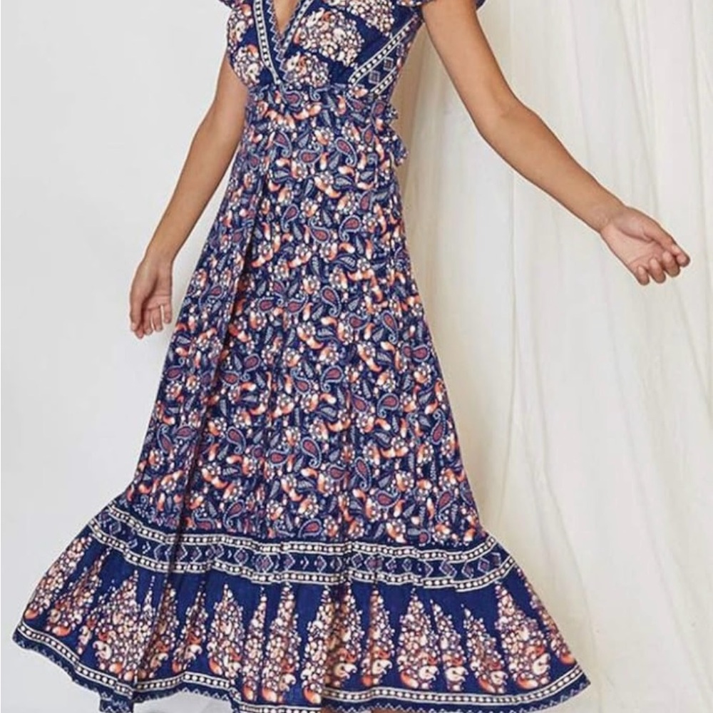 Zesica Sz 2XL Maxi Wrap Sundress Cover-Up Colorful Floral Boho Chic Cottagecore